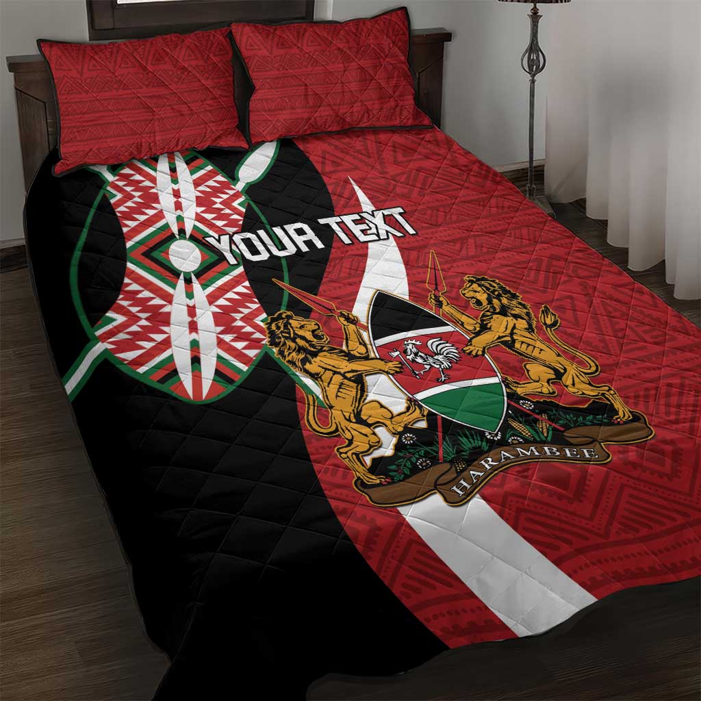Custom Kenya Football Quilt Bed Set Maasai Shield Coat Of Arms Style LT14