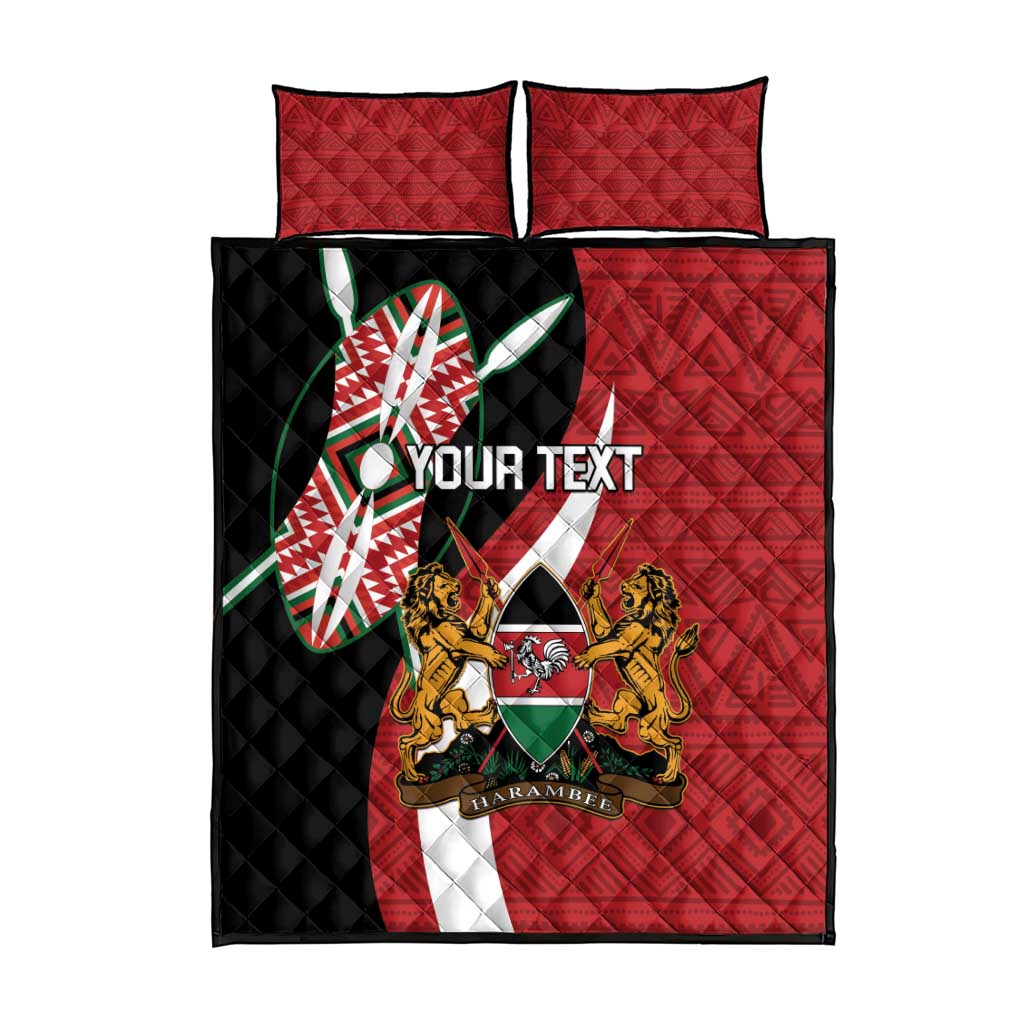Custom Kenya Football Quilt Bed Set Maasai Shield Coat Of Arms Style LT14
