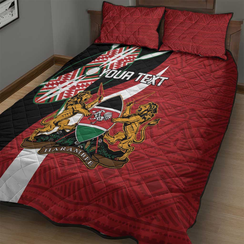 Custom Kenya Football Quilt Bed Set Maasai Shield Coat Of Arms Style LT14