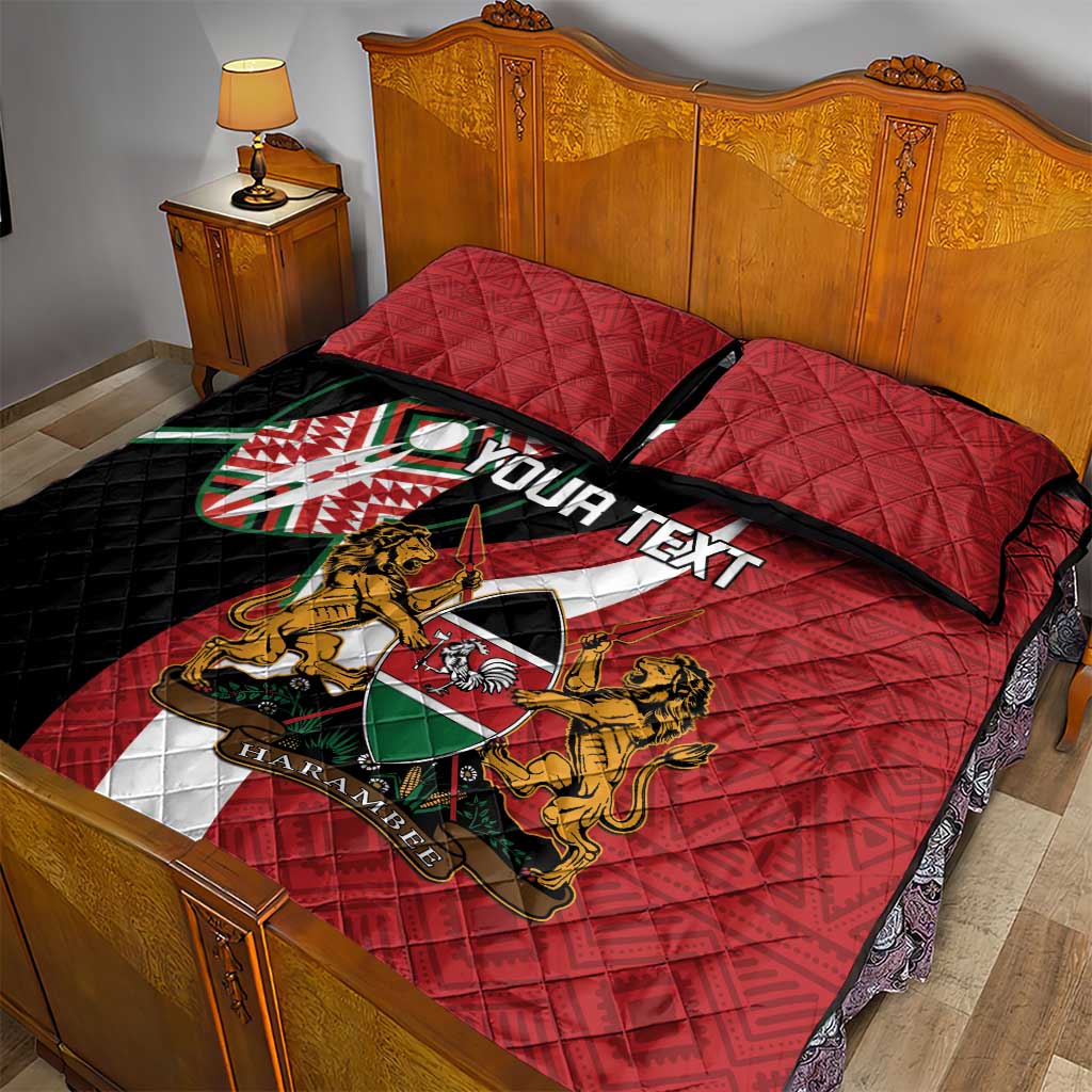 Custom Kenya Football Quilt Bed Set Maasai Shield Coat Of Arms Style LT14