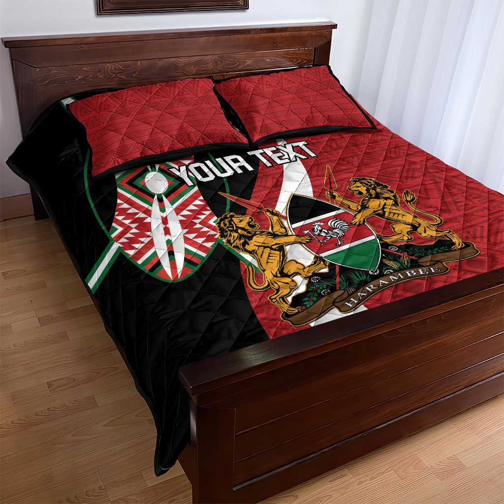 Custom Kenya Football Quilt Bed Set Maasai Shield Coat Of Arms Style LT14