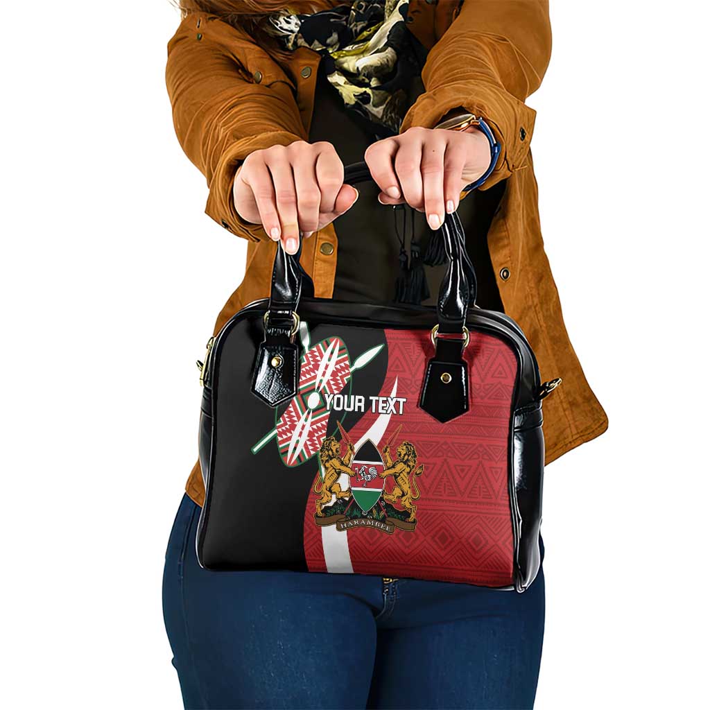 Custom Kenya Football Shoulder Handbag Maasai Shield Coat Of Arms Style LT14