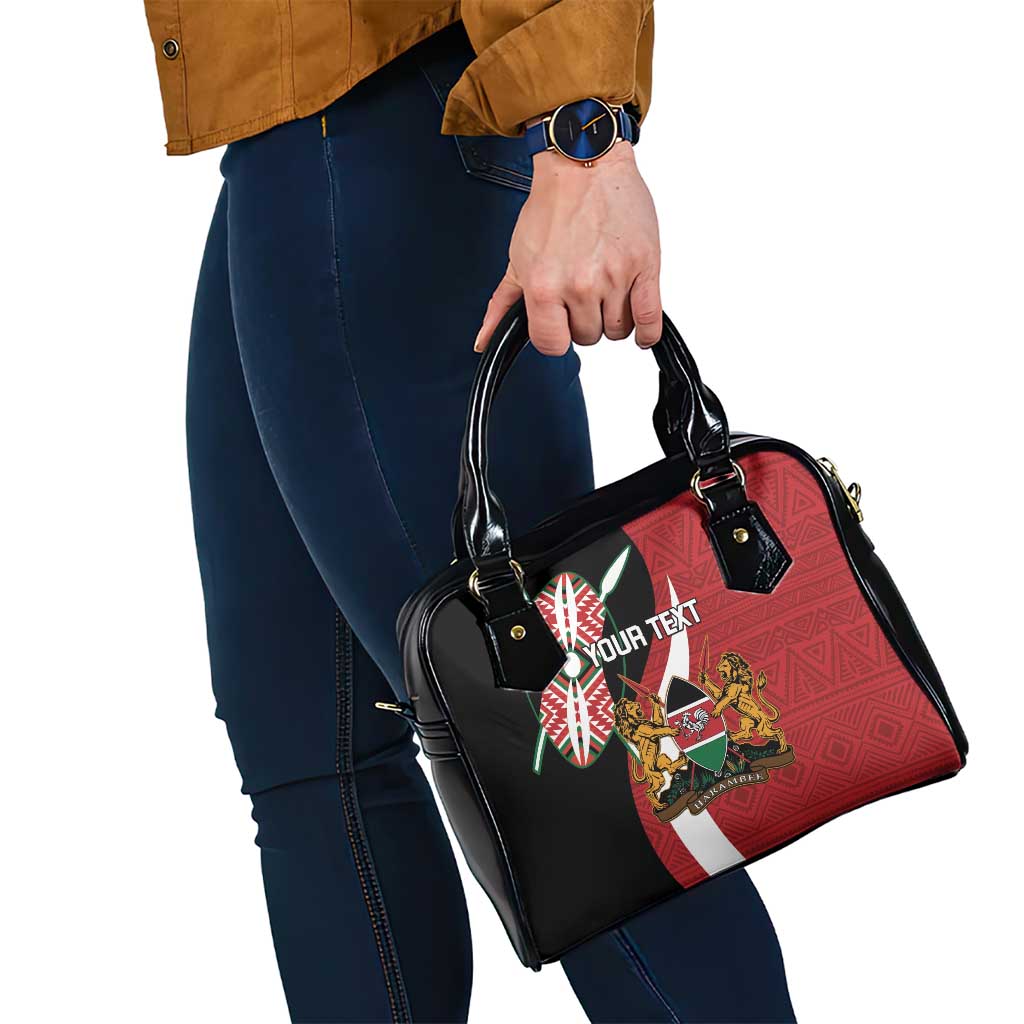 Custom Kenya Football Shoulder Handbag Maasai Shield Coat Of Arms Style LT14