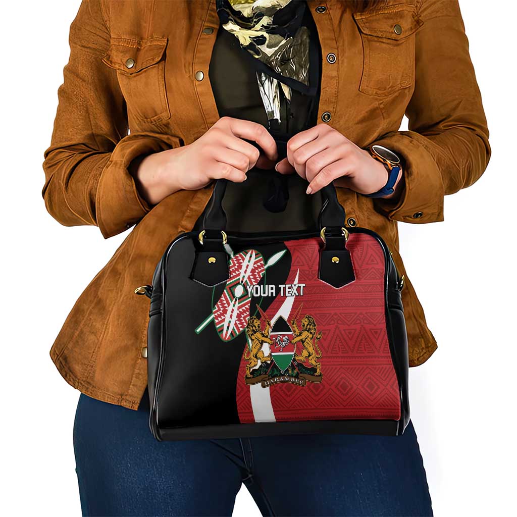 Custom Kenya Football Shoulder Handbag Maasai Shield Coat Of Arms Style LT14