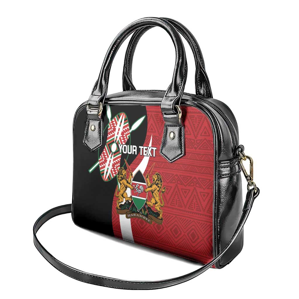 Custom Kenya Football Shoulder Handbag Maasai Shield Coat Of Arms Style LT14