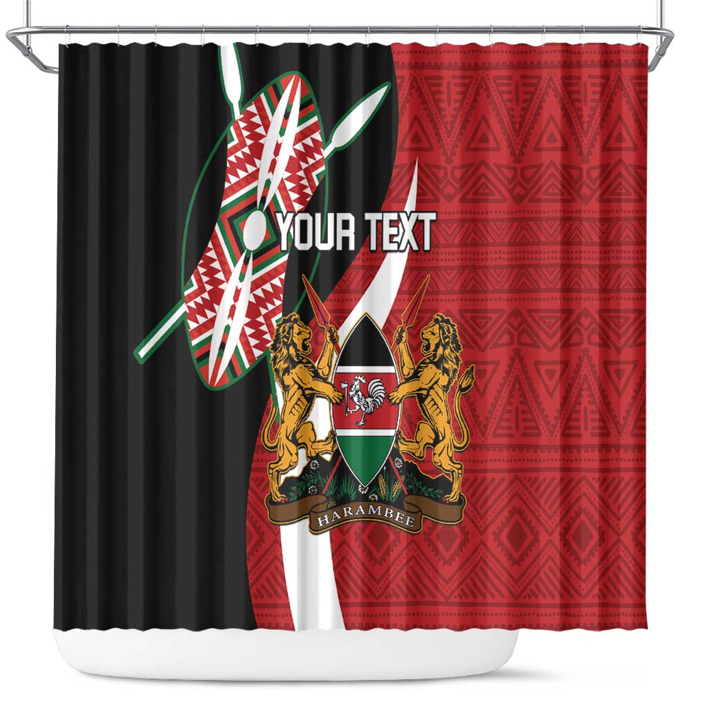 Custom Kenya Football Shower Curtain Maasai Shield Coat Of Arms Style LT14