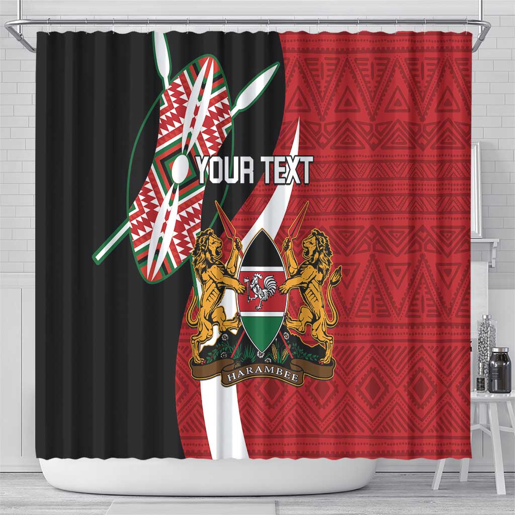 Custom Kenya Football Shower Curtain Maasai Shield Coat Of Arms Style LT14