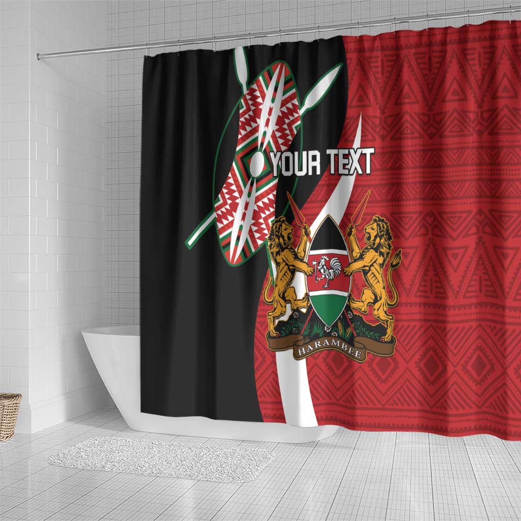 Custom Kenya Football Shower Curtain Maasai Shield Coat Of Arms Style LT14
