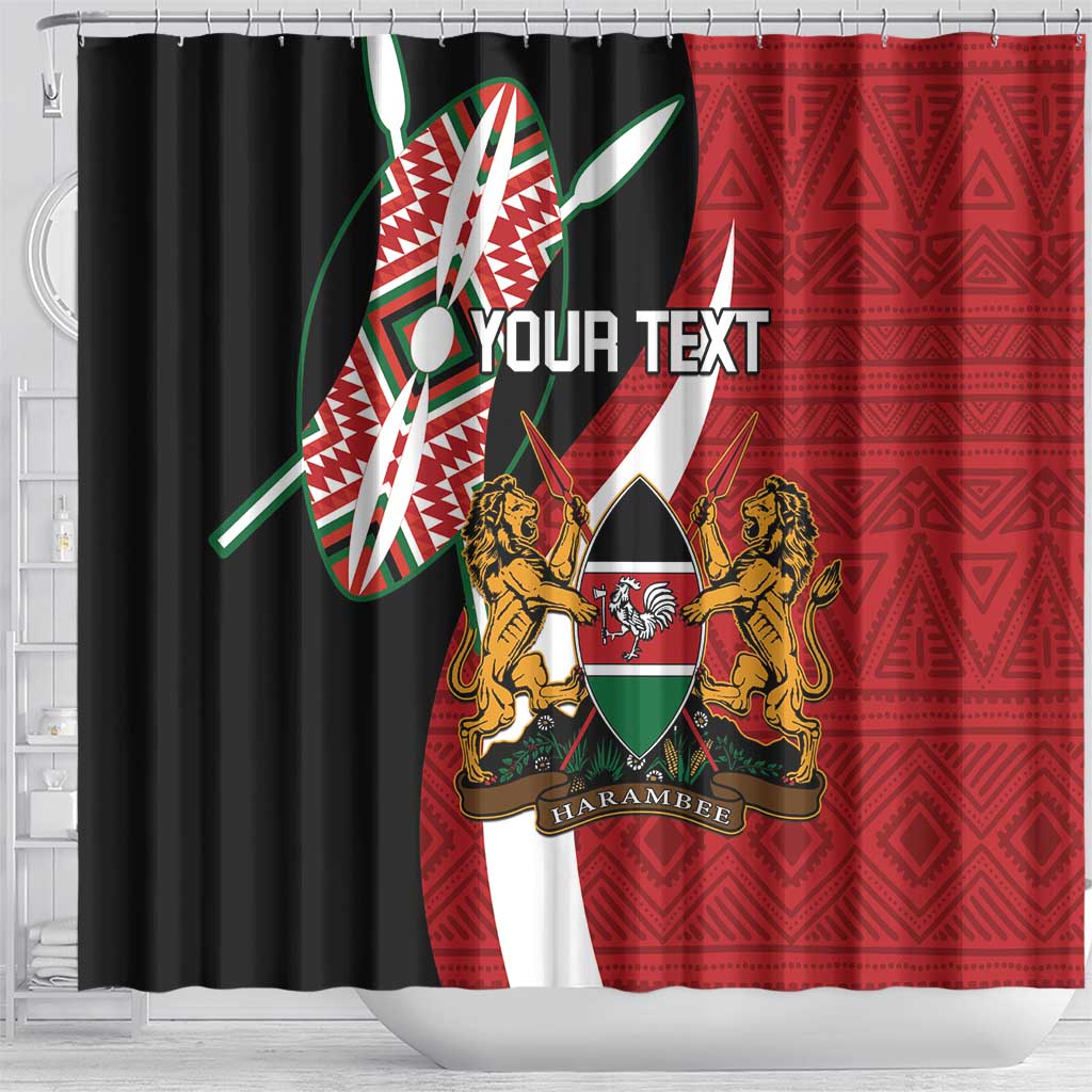 Custom Kenya Football Shower Curtain Maasai Shield Coat Of Arms Style LT14