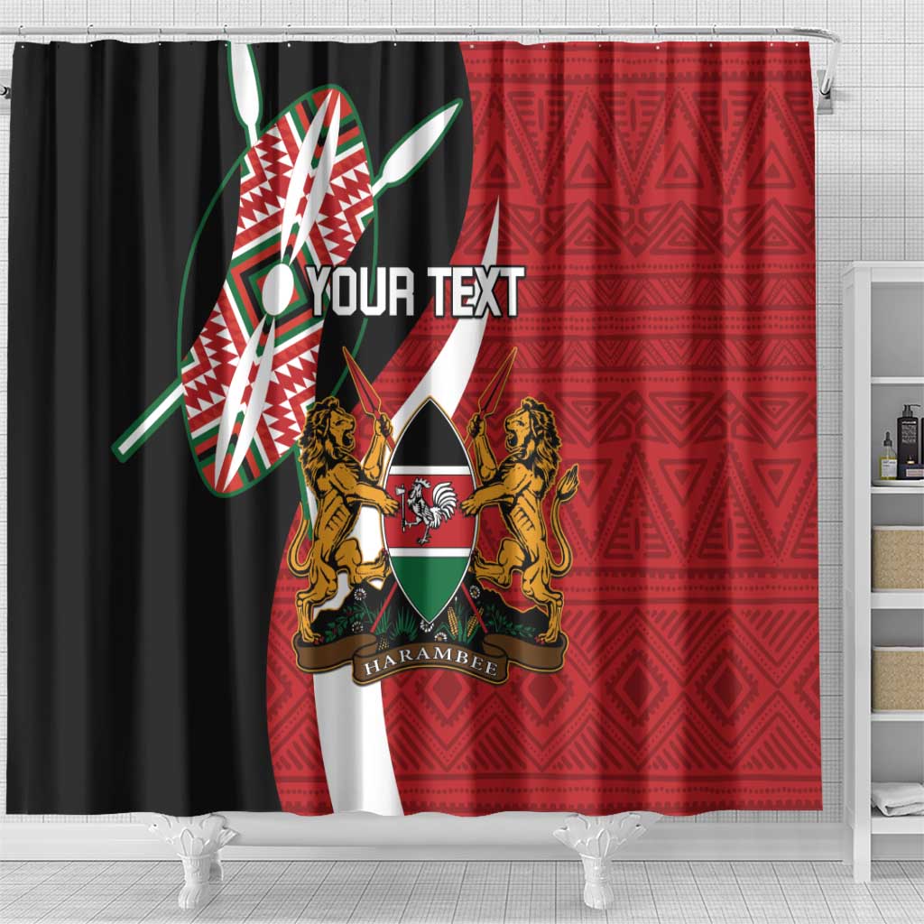 Custom Kenya Football Shower Curtain Maasai Shield Coat Of Arms Style LT14
