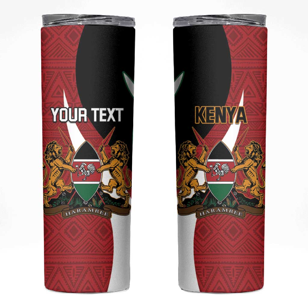 Custom Kenya Football Skinny Tumbler Maasai Shield Coat Of Arms Style LT14