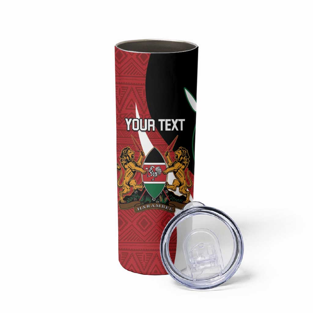 Custom Kenya Football Skinny Tumbler Maasai Shield Coat Of Arms Style LT14