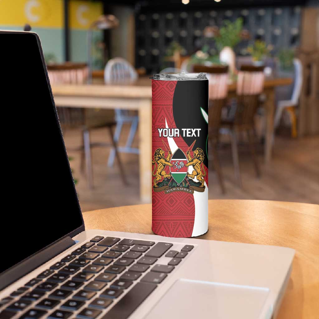 Custom Kenya Football Skinny Tumbler Maasai Shield Coat Of Arms Style LT14