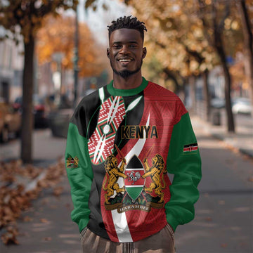 Custom Kenya Football Sweatshirt Maasai Shield Coat Of Arms Style LT14