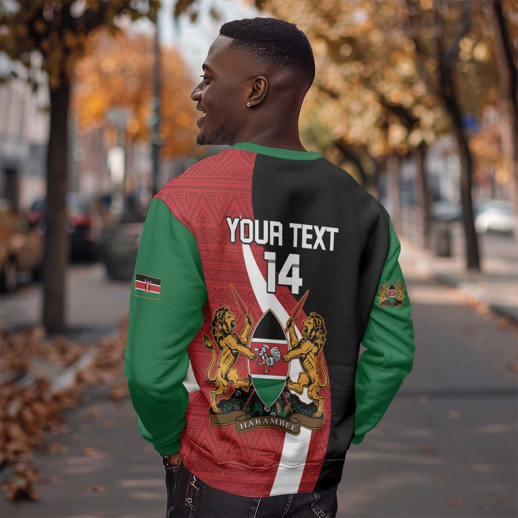 Custom Kenya Football Sweatshirt Maasai Shield Coat Of Arms Style LT14