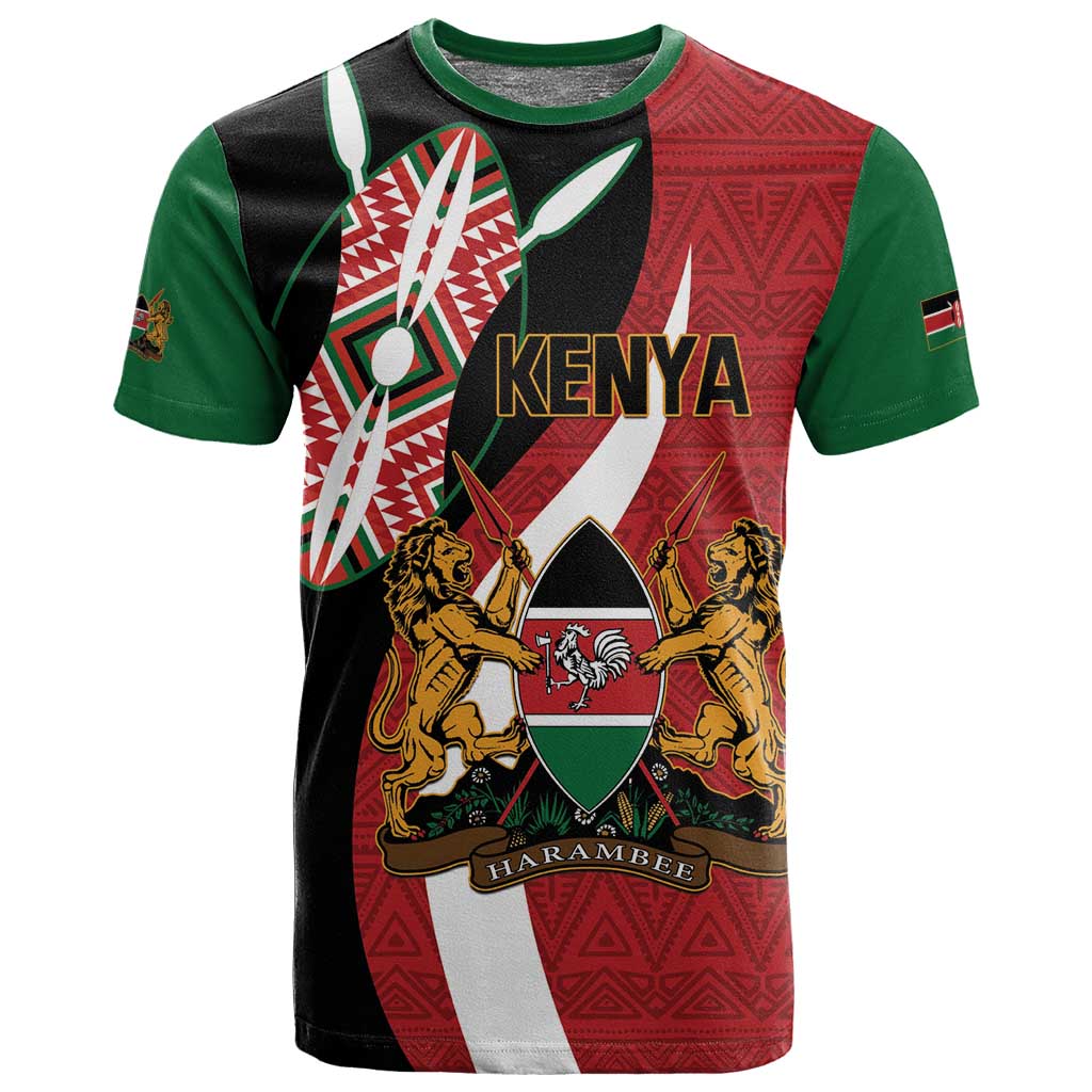 Custom Kenya Football T shirt Maasai Shield Coat Of Arms Style LT14