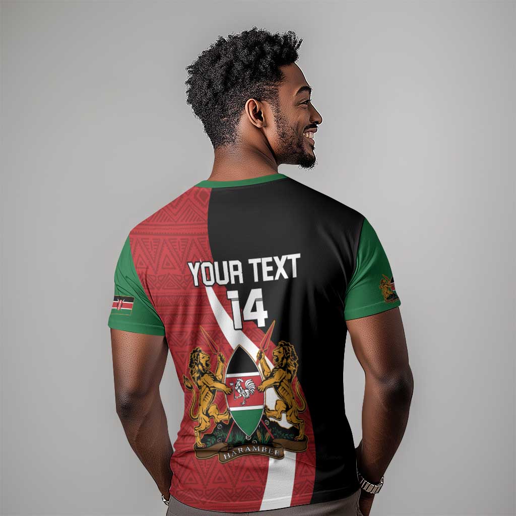Custom Kenya Football T shirt Maasai Shield Coat Of Arms Style LT14