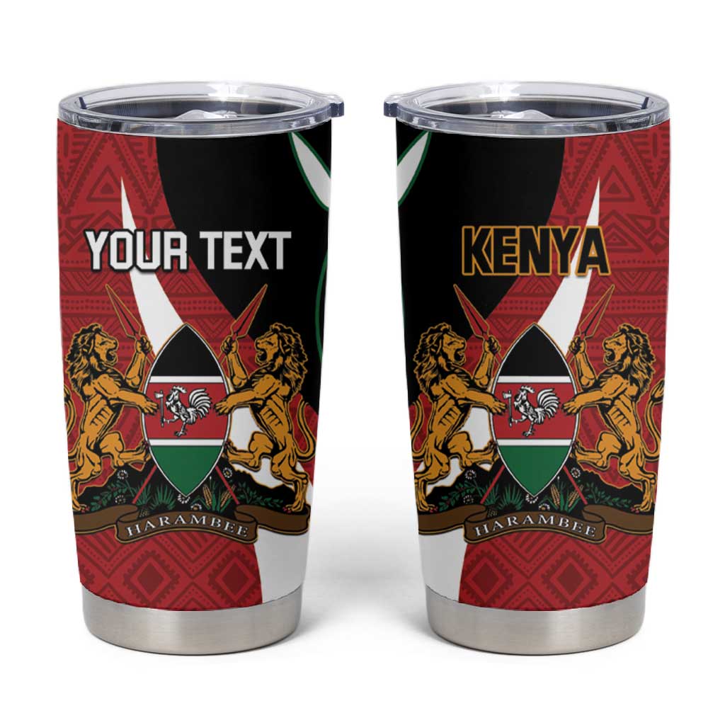 Custom Kenya Football Tumbler Cup Maasai Shield Coat Of Arms Style LT14