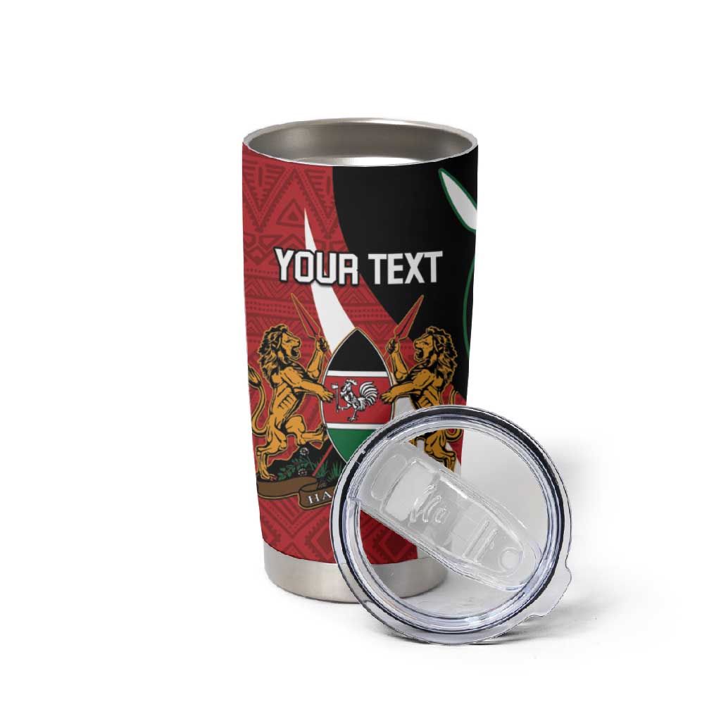 Custom Kenya Football Tumbler Cup Maasai Shield Coat Of Arms Style LT14