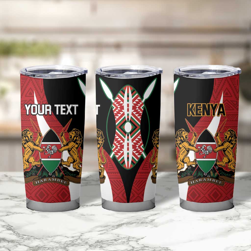 Custom Kenya Football Tumbler Cup Maasai Shield Coat Of Arms Style LT14