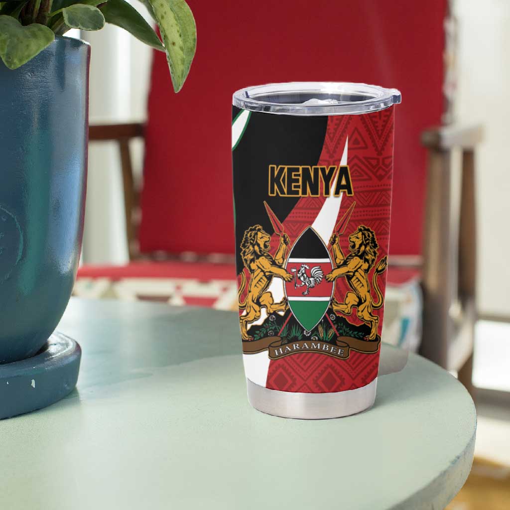 Custom Kenya Football Tumbler Cup Maasai Shield Coat Of Arms Style LT14