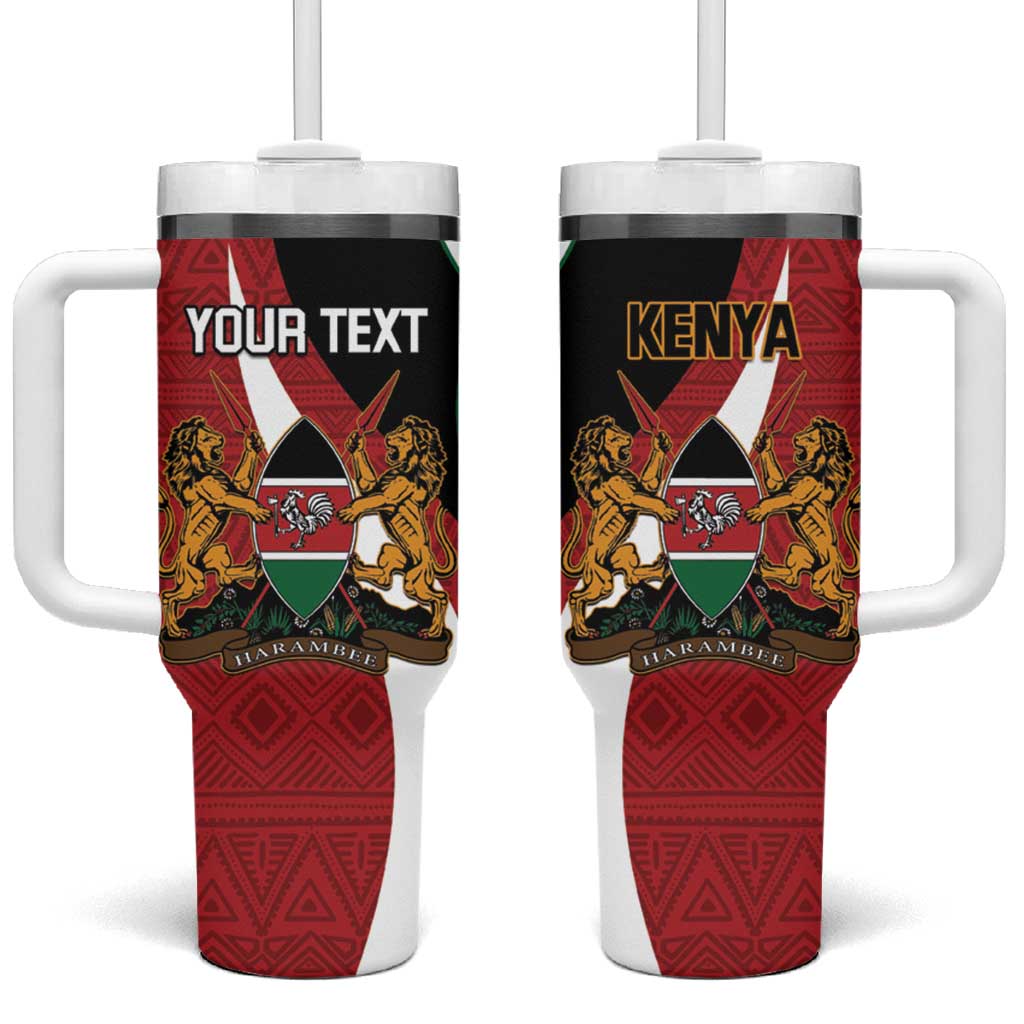Custom Kenya Football Tumbler With Handle Maasai Shield Coat Of Arms Style LT14