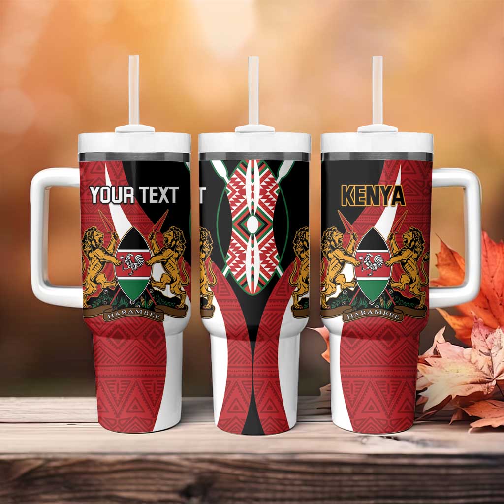 Custom Kenya Football Tumbler With Handle Maasai Shield Coat Of Arms Style LT14