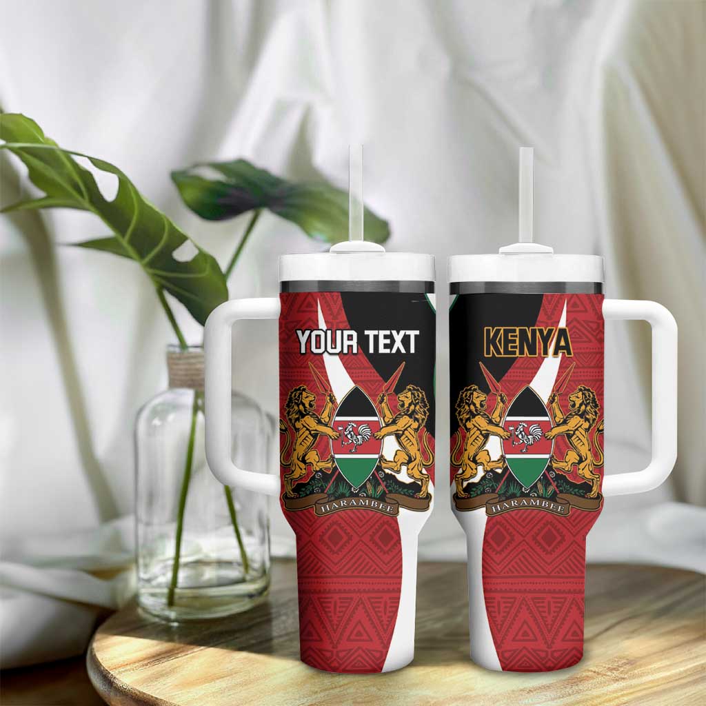 Custom Kenya Football Tumbler With Handle Maasai Shield Coat Of Arms Style LT14