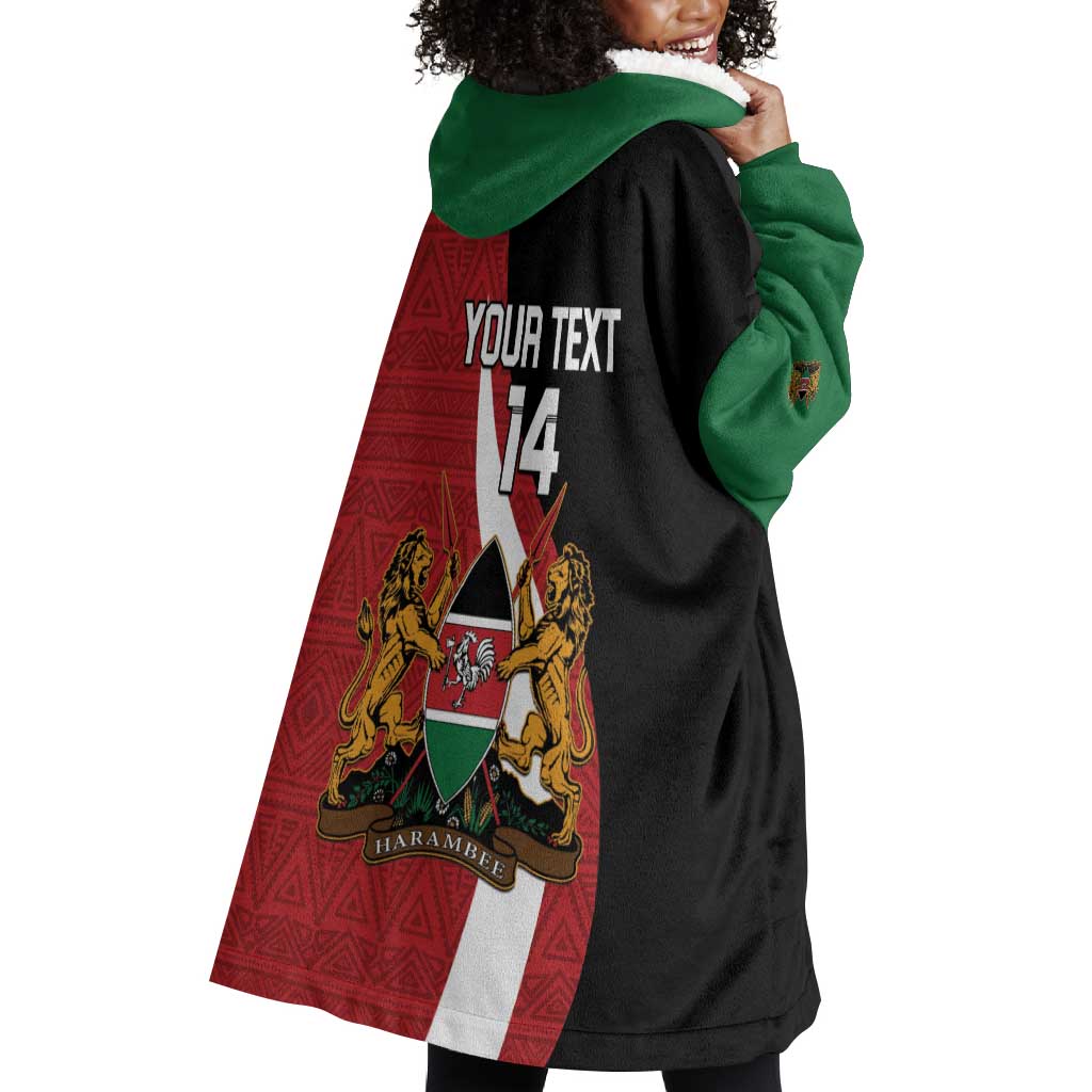 Custom Kenya Football Wearable Blanket Hoodie Maasai Shield Coat Of Arms Style LT14