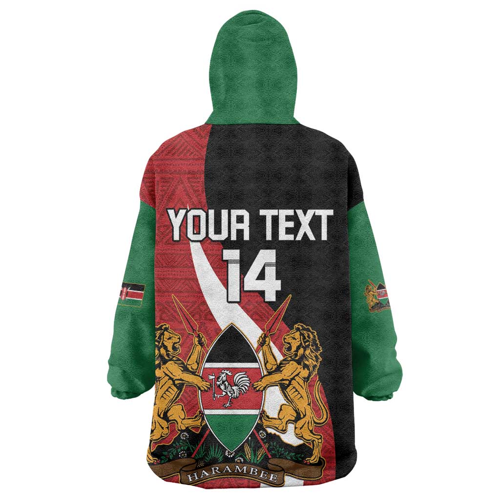 Custom Kenya Football Wearable Blanket Hoodie Maasai Shield Coat Of Arms Style LT14