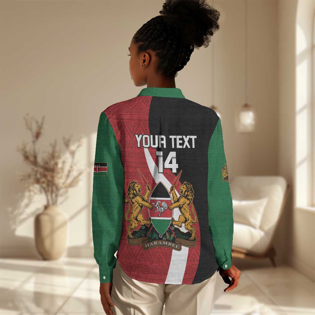 Custom Kenya Football Women Casual Shirt Maasai Shield Coat Of Arms Style LT14