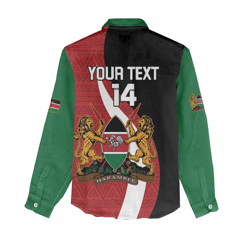 Custom Kenya Football Women Casual Shirt Maasai Shield Coat Of Arms Style LT14