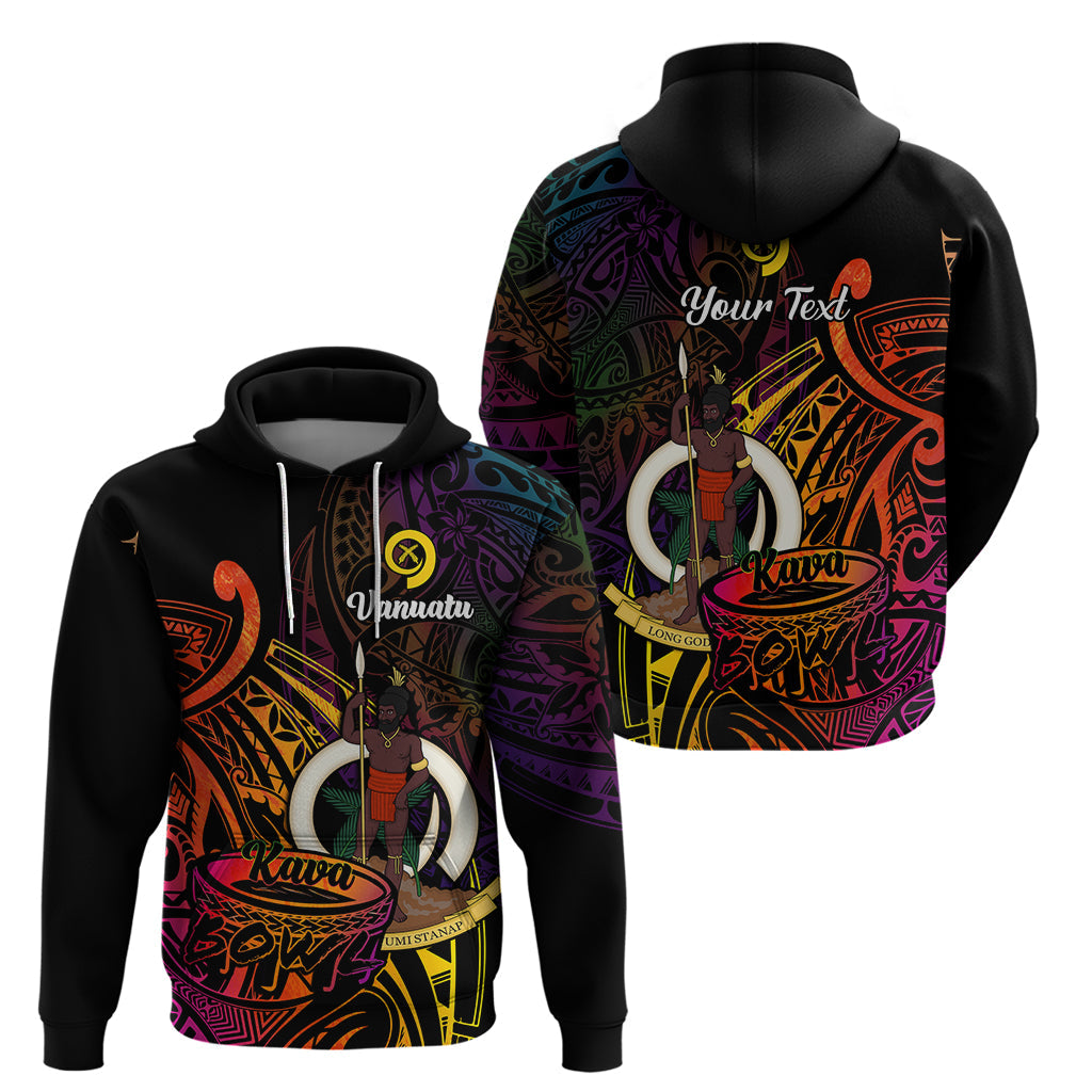 Custom Vanuatu Hoodie Kava Bowl Mix Polynesian Gradient Style LT14