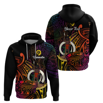 Custom Vanuatu Hoodie Kava Bowl Mix Polynesian Gradient Style LT14