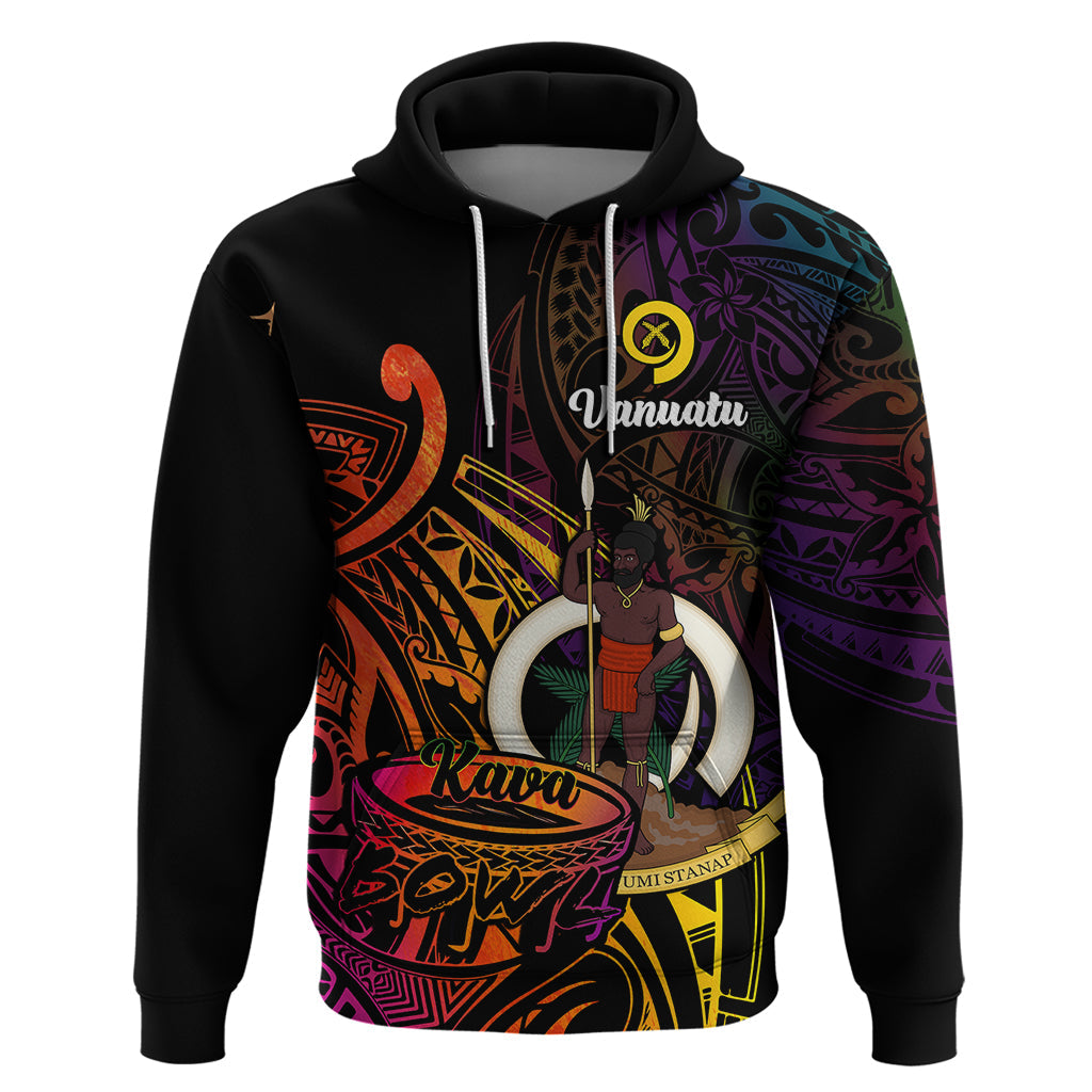 Custom Vanuatu Hoodie Kava Bowl Mix Polynesian Gradient Style LT14