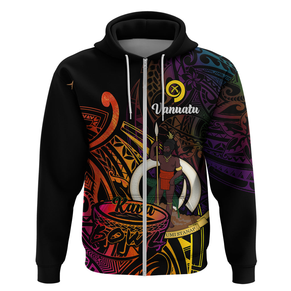 Custom Vanuatu Hoodie Kava Bowl Mix Polynesian Gradient Style LT14