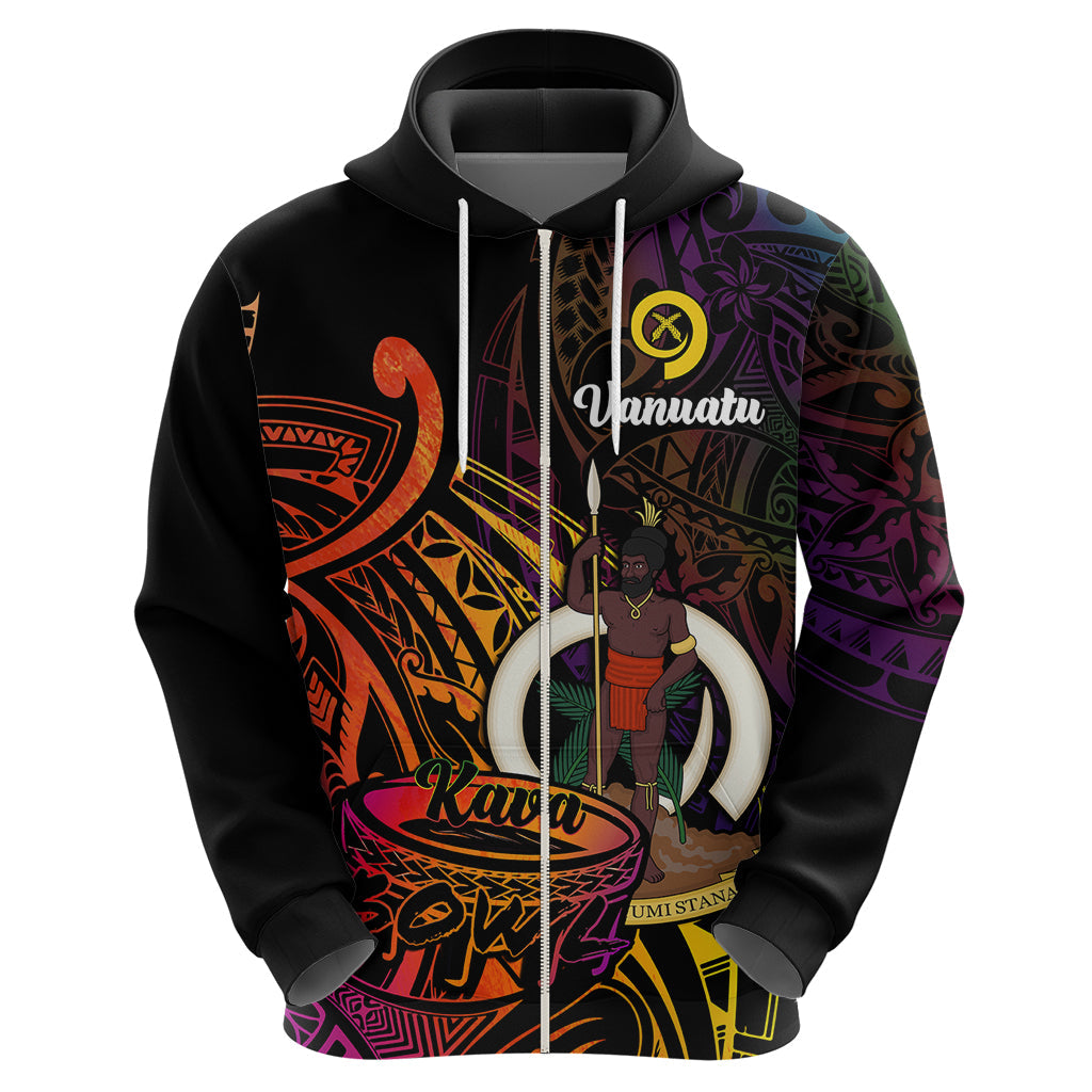 Custom Vanuatu Hoodie Kava Bowl Mix Polynesian Gradient Style LT14