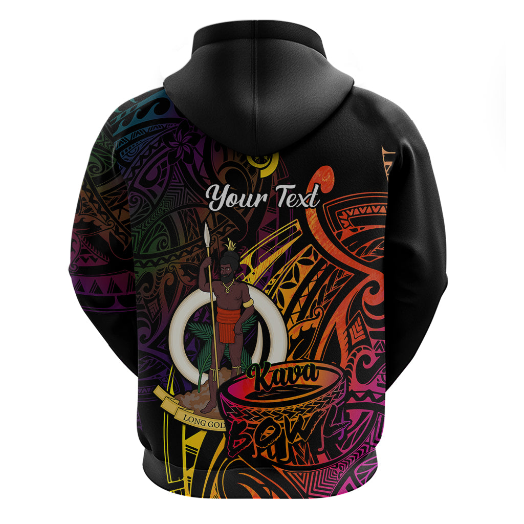 Custom Vanuatu Hoodie Kava Bowl Mix Polynesian Gradient Style LT14