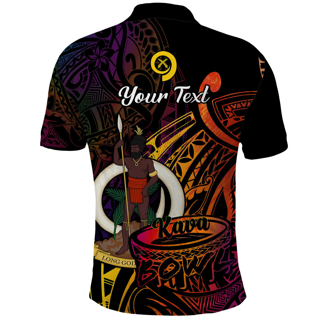 Custom Vanuatu Polo Shirt Kava Bowl Mix Polynesian Gradient Style LT14