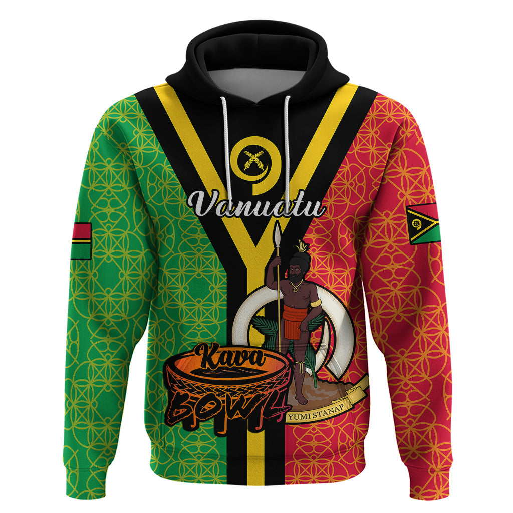 Custom Vanuatu Hoodie Kava Bowl Mix Sand Drawing Flag Style LT14