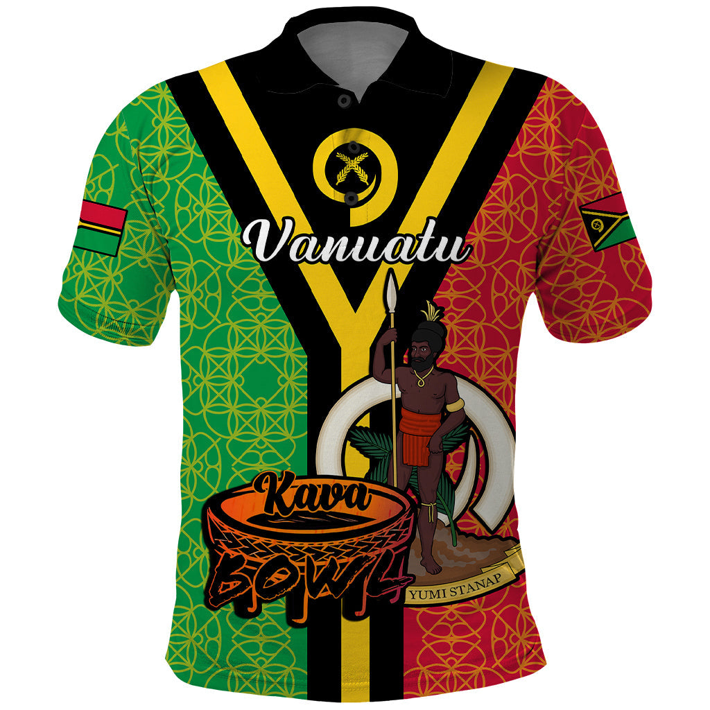 Custom Vanuatu Polo Shirt Kava Bowl Mix Sand Drawing Flag Style LT14
