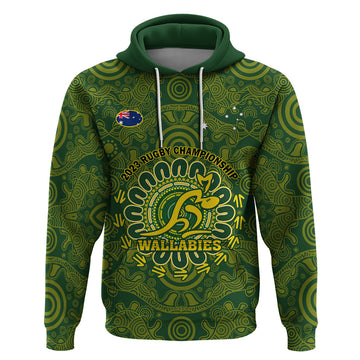 Personalised Australia Rugby Hoodie Wallabies 2023 Go Champions Indigenous Art LT14