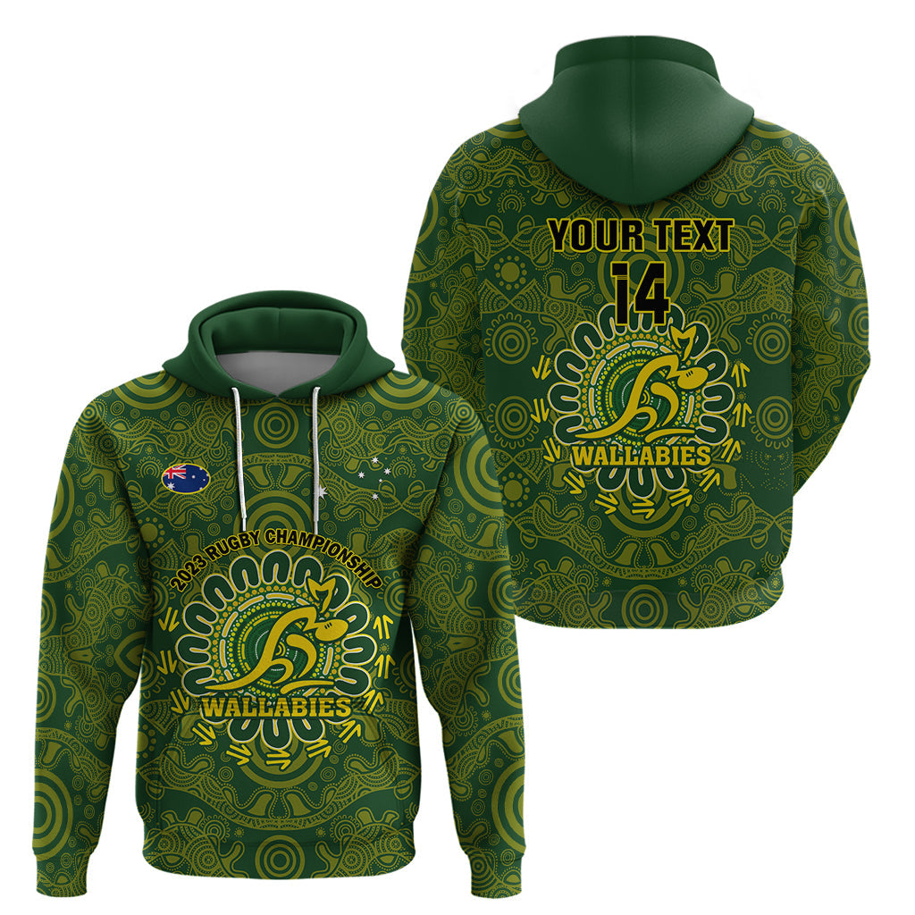 Personalised Australia Rugby Hoodie Wallabies 2023 Go Champions Indigenous Art LT14