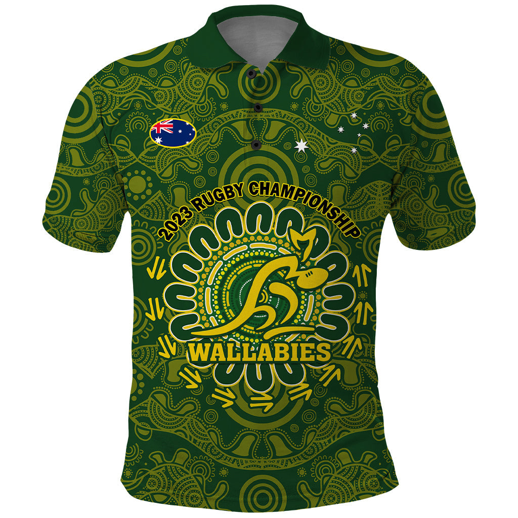Personalised Australia Rugby Polo Shirt Wallabies 2023 Go Champions Indigenous Art LT14