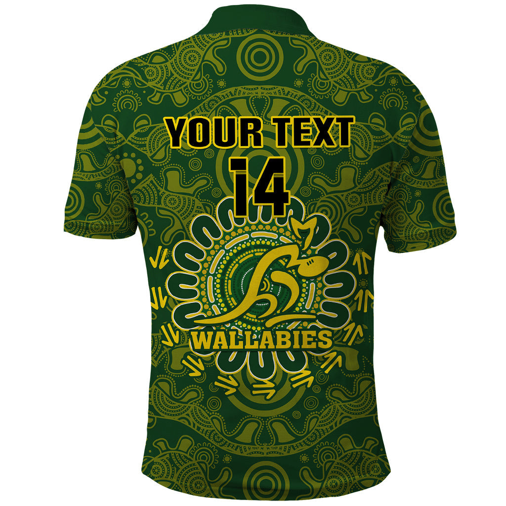 Personalised Australia Rugby Polo Shirt Wallabies 2023 Go Champions Indigenous Art LT14