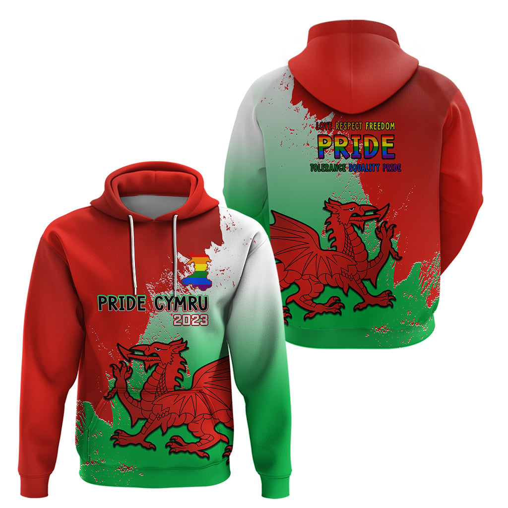 Pride Cymru Hoodie 2023 Wales LGBT With Welsh Red Dragon LT14