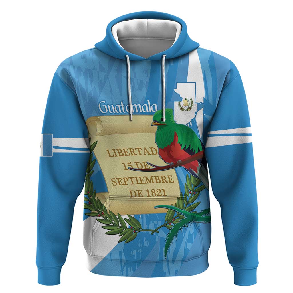 Guatemala Independence Day Hoodie Coat Of Arms With Resplendent Quetzal Grunge Style LT14