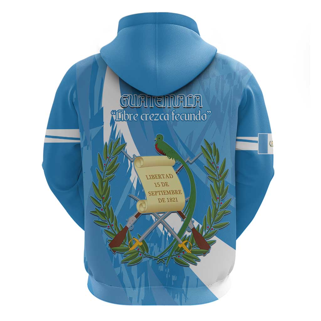 Guatemala Independence Day Hoodie Coat Of Arms With Resplendent Quetzal Grunge Style LT14