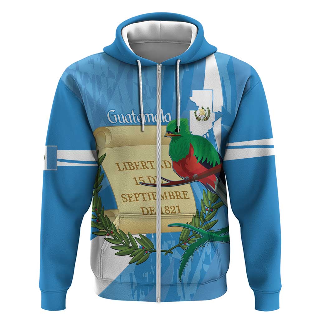 Guatemala Independence Day Hoodie Coat Of Arms With Resplendent Quetzal Grunge Style LT14