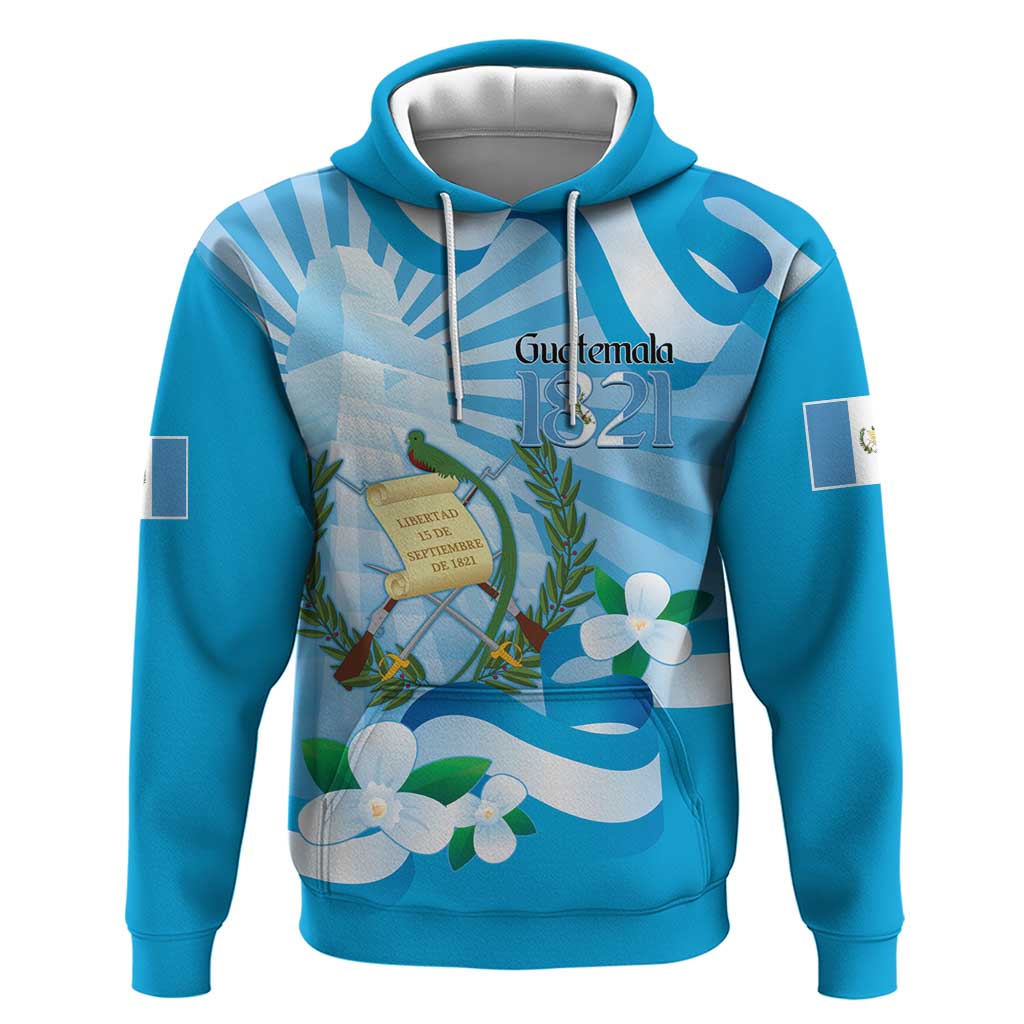Guatemala Independence Day Hoodie Since 1821 Coat Of Arms With Tikal LT14